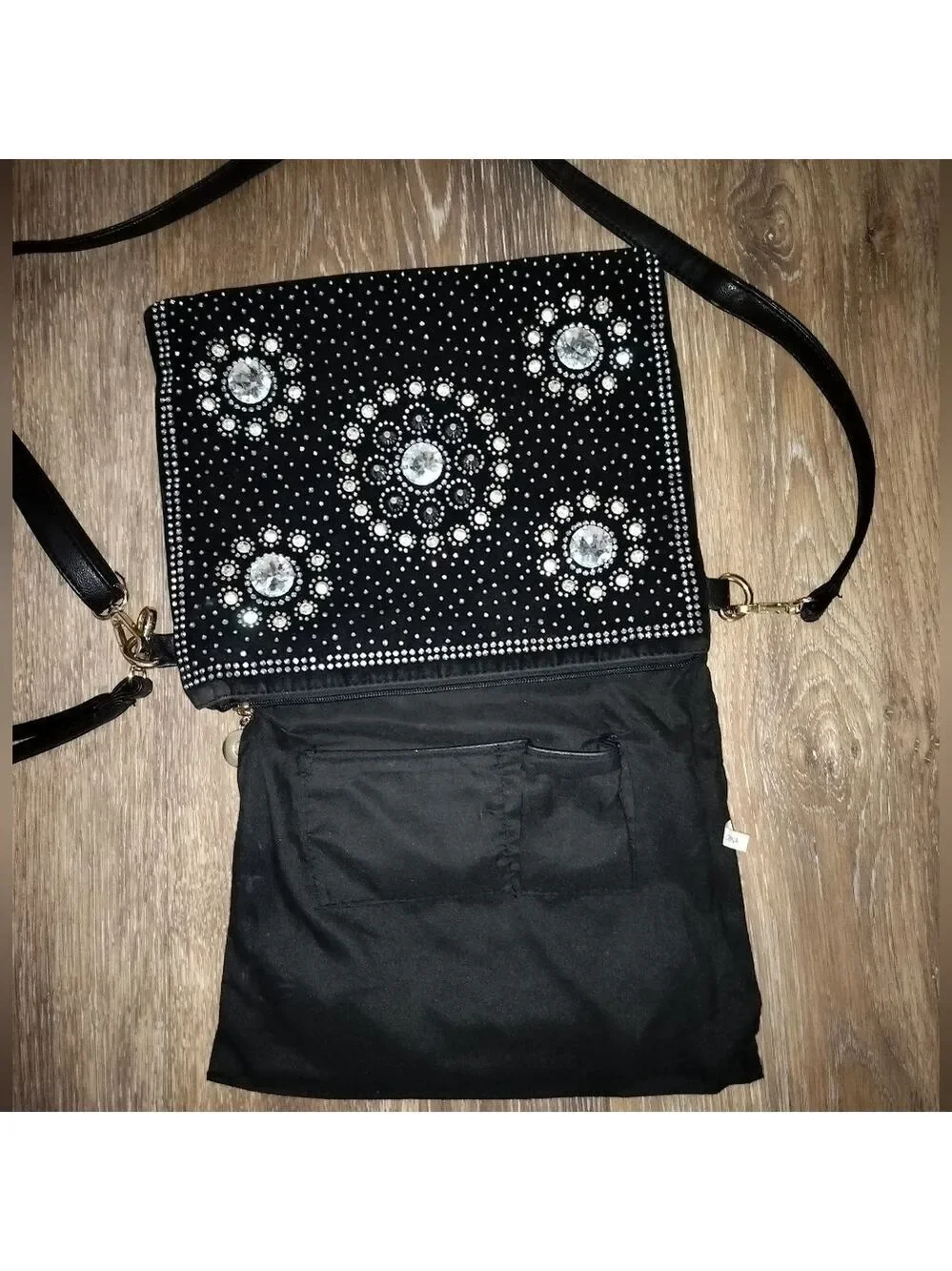 Handmade Black Clutch Purse with Silver Studs New